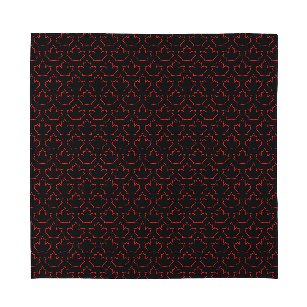 Black And Red Canadian Maple Leaf Print Silk Bandana