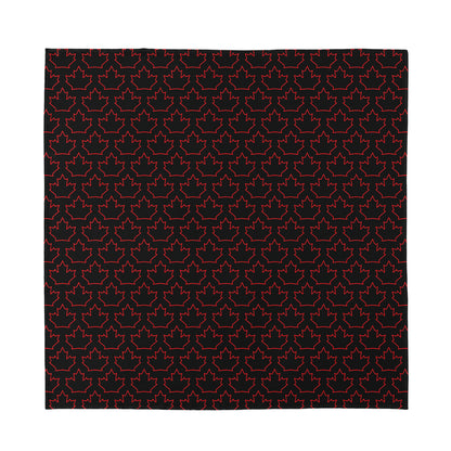 Black And Red Canadian Maple Leaf Print Silk Bandana