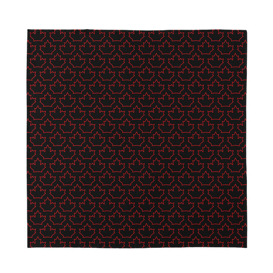 Black And Red Canadian Maple Leaf Print Silk Bandana