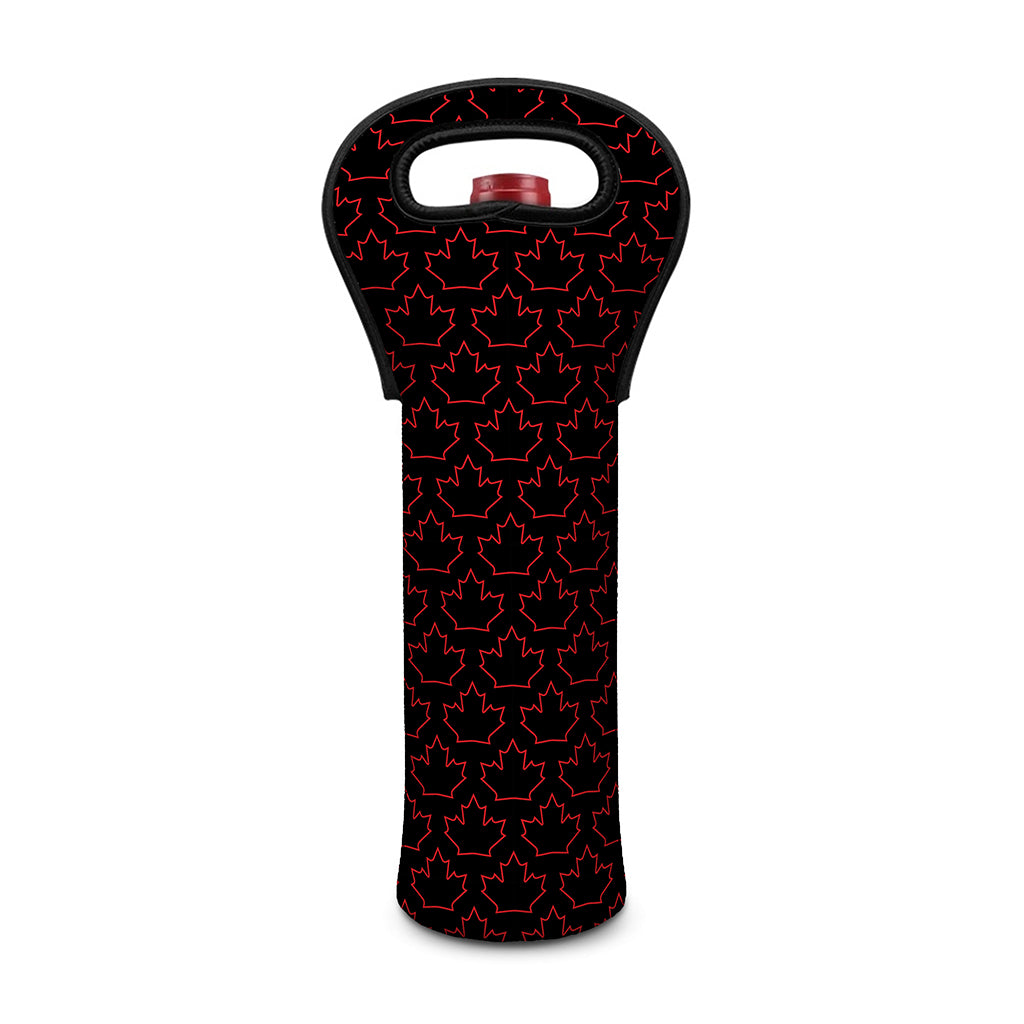 Black And Red Canadian Maple Leaf Print Single Neoprene Wine Tote