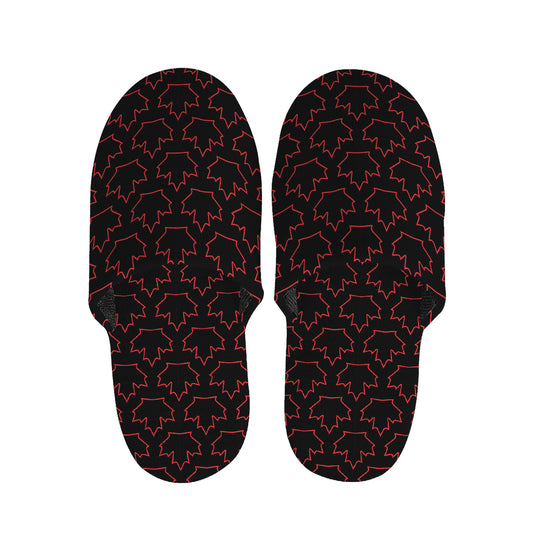 Black And Red Canadian Maple Leaf Print Slippers