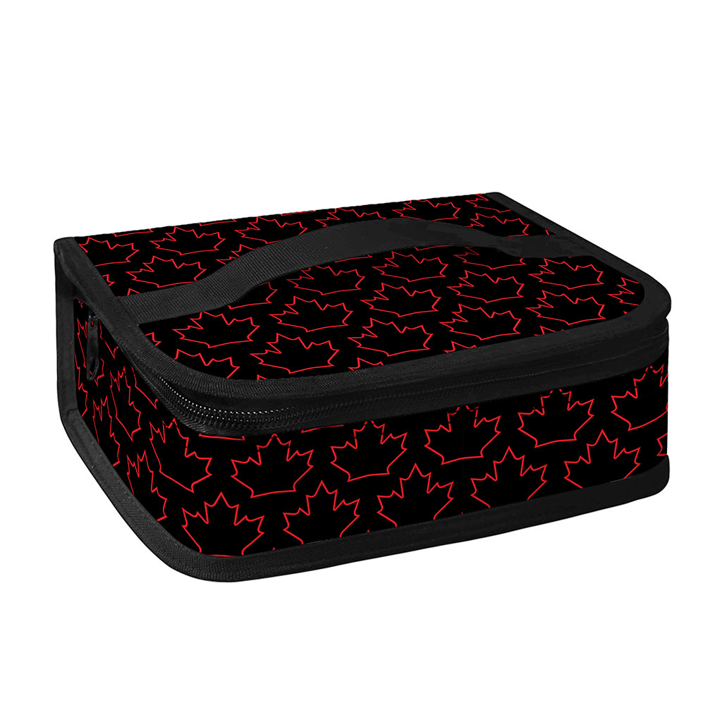 Black And Red Canadian Maple Leaf Print Small Lunch Bag