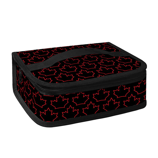 Black And Red Canadian Maple Leaf Print Small Lunch Bag