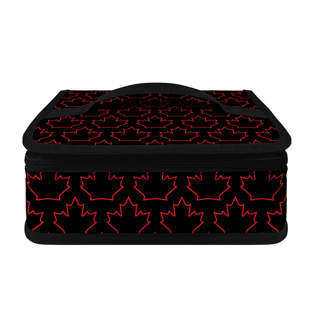 Black And Red Canadian Maple Leaf Print Small Lunch Bag