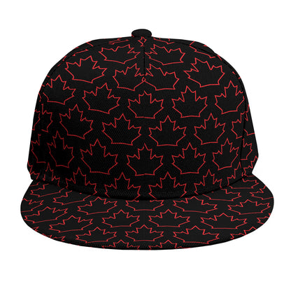 Black And Red Canadian Maple Leaf Print Snapback Cap