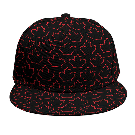 Black And Red Canadian Maple Leaf Print Snapback Cap