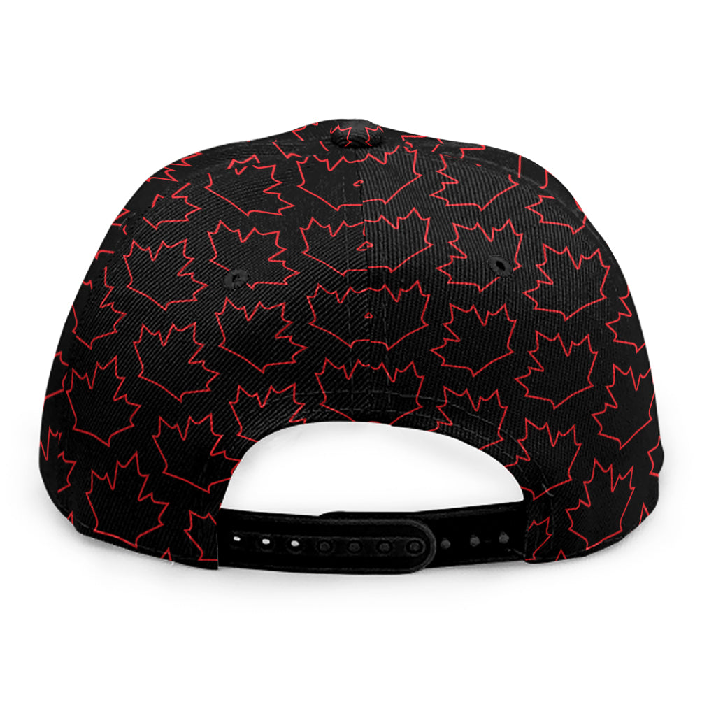 Black And Red Canadian Maple Leaf Print Snapback Cap