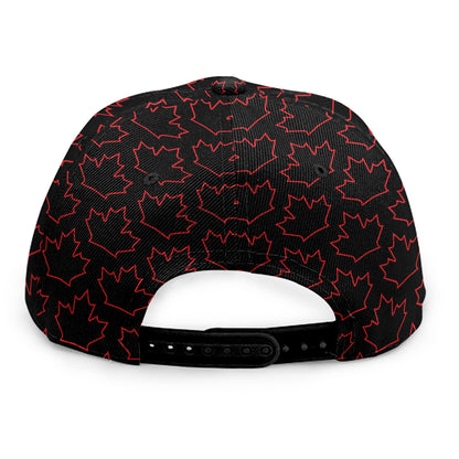 Black And Red Canadian Maple Leaf Print Snapback Cap