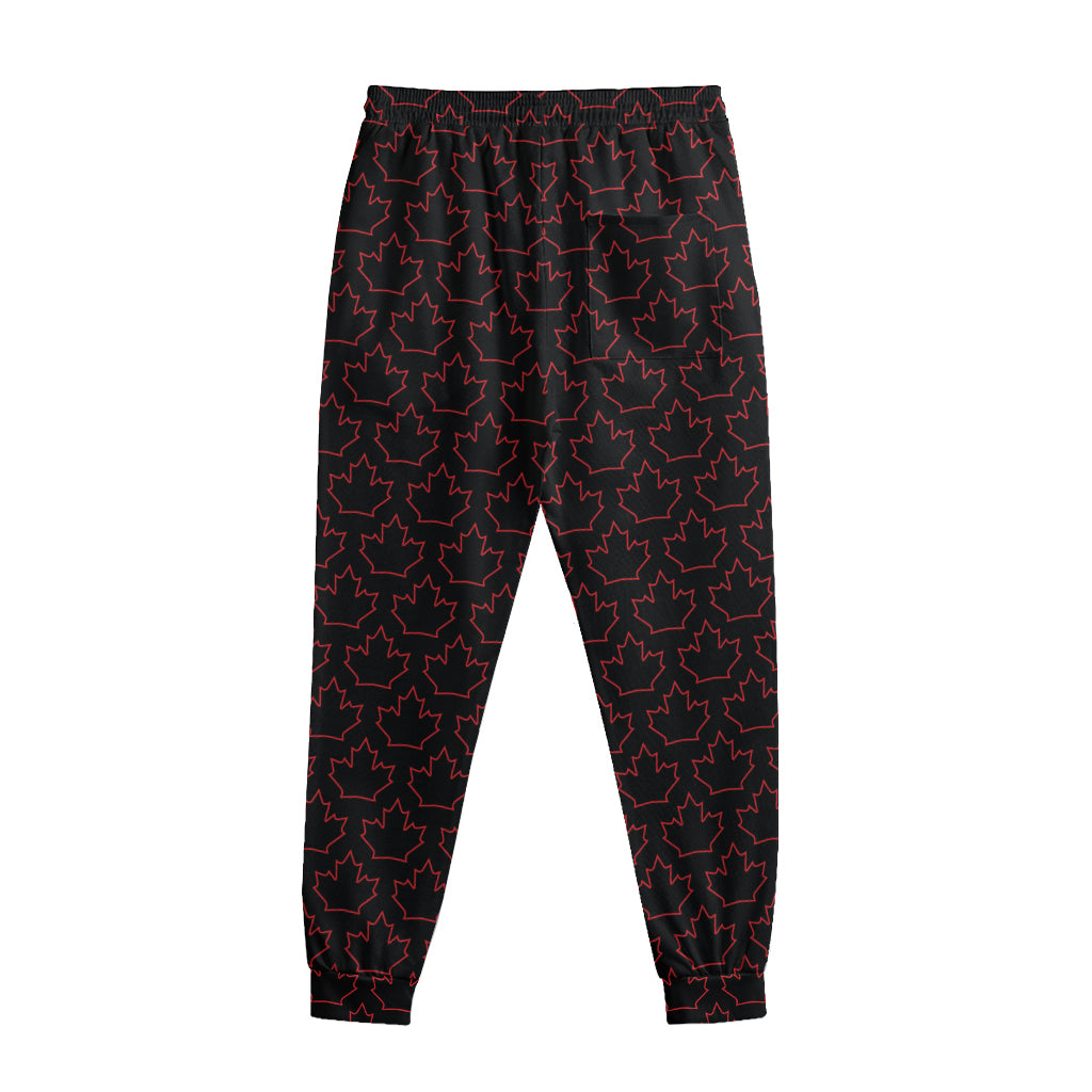 Black And Red Canadian Maple Leaf Print Sweatpants