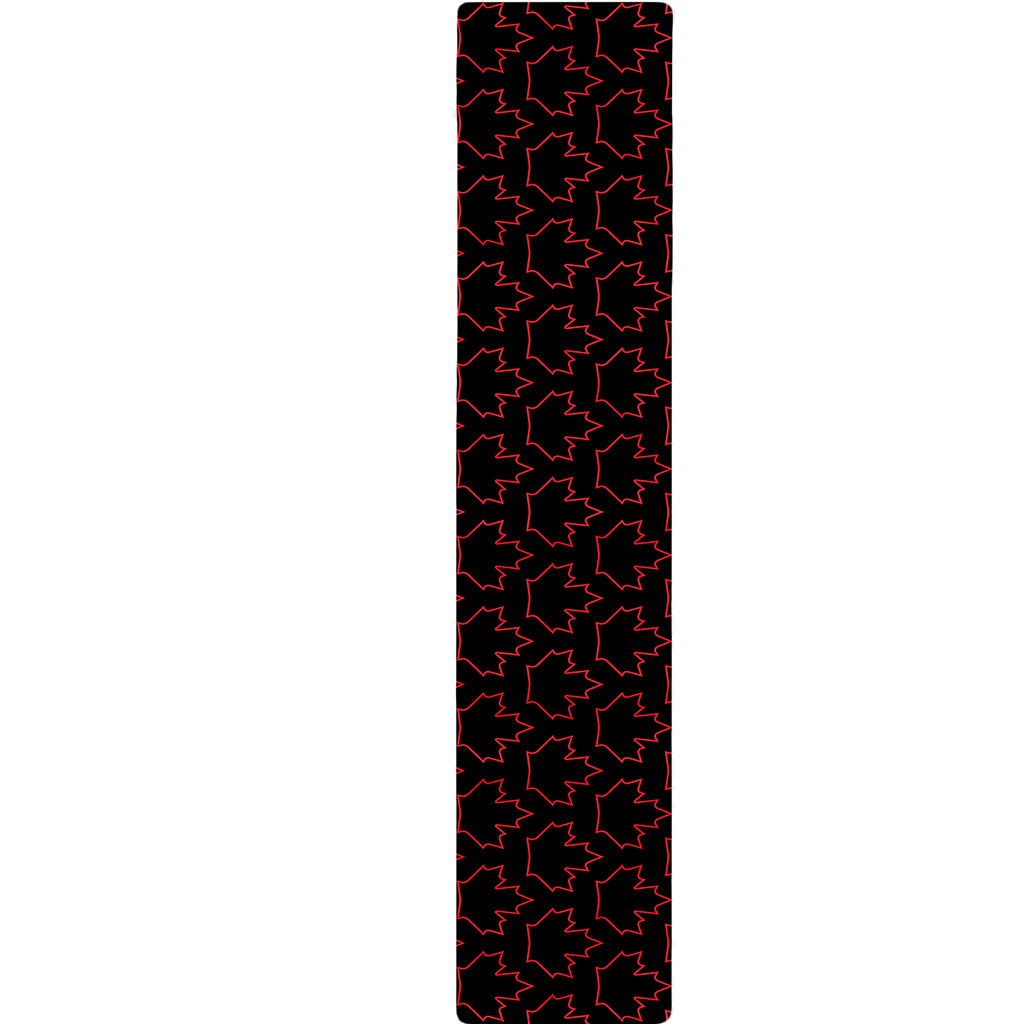 Black And Red Canadian Maple Leaf Print Table Runner