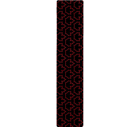 Black And Red Canadian Maple Leaf Print Table Runner