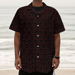 Black And Red Canadian Maple Leaf Print Textured Short Sleeve Shirt