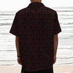 Black And Red Canadian Maple Leaf Print Textured Short Sleeve Shirt