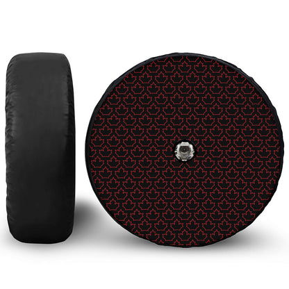 Black And Red Canadian Maple Leaf Print Tire Cover With Camera Hole