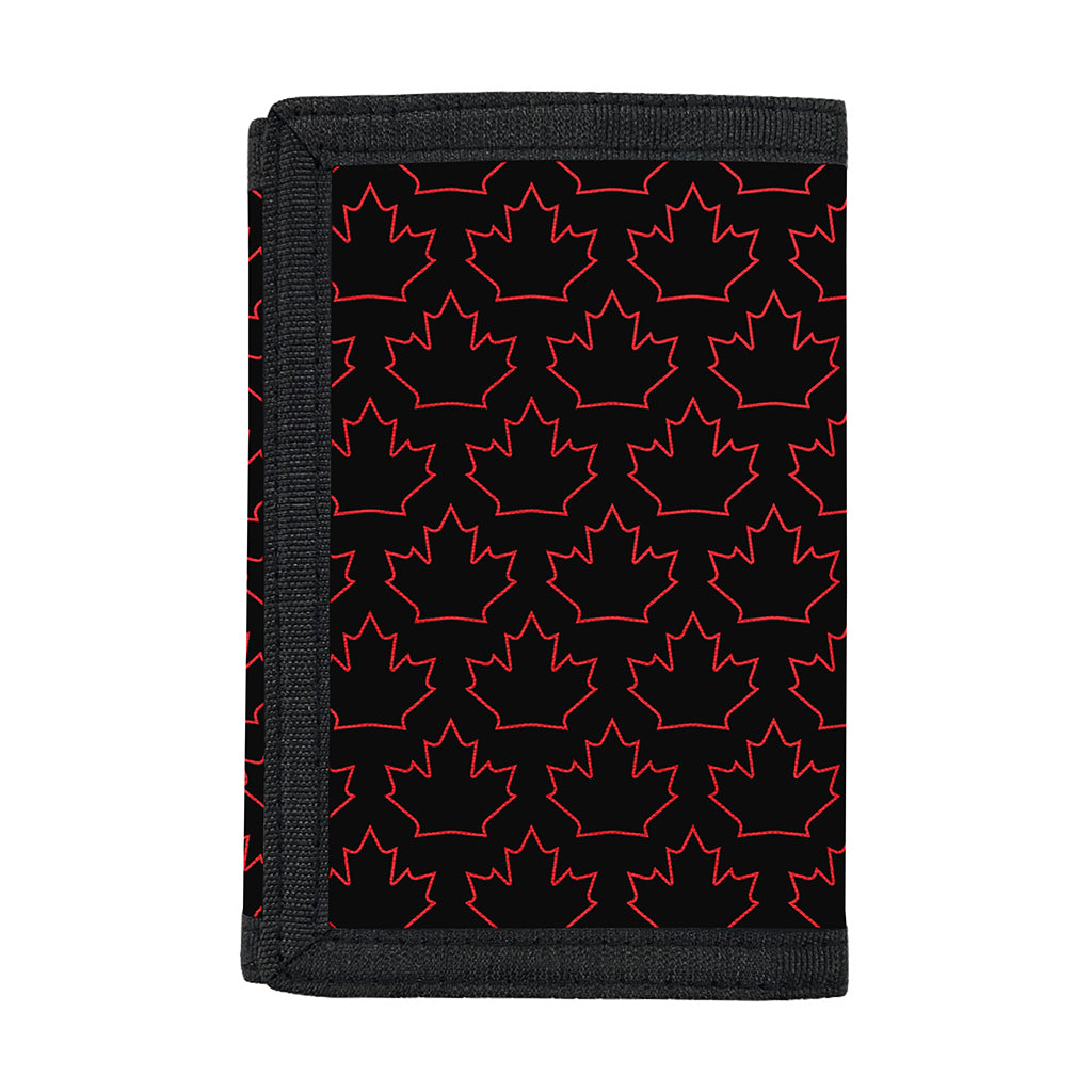 Black And Red Canadian Maple Leaf Print Trifold Wallet