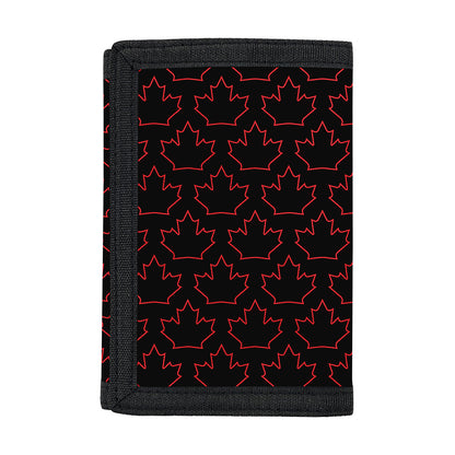 Black And Red Canadian Maple Leaf Print Trifold Wallet