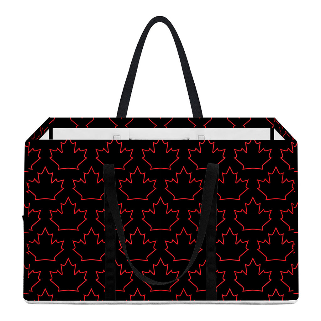 Black And Red Canadian Maple Leaf Print Utility Tote Bag