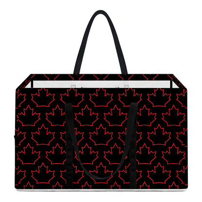Black And Red Canadian Maple Leaf Print Utility Tote Bag
