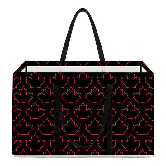 Black And Red Canadian Maple Leaf Print Utility Tote Bag