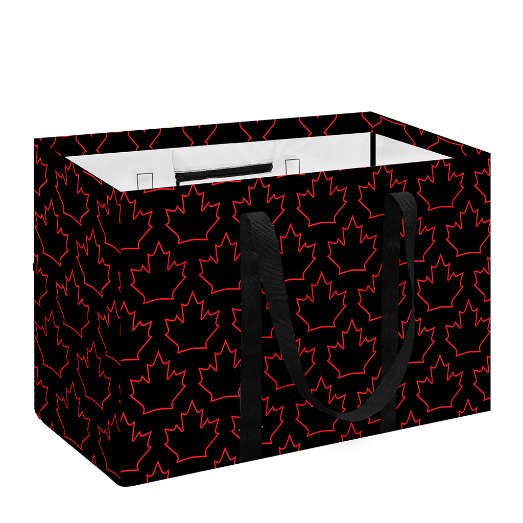 Black And Red Canadian Maple Leaf Print Utility Tote Bag