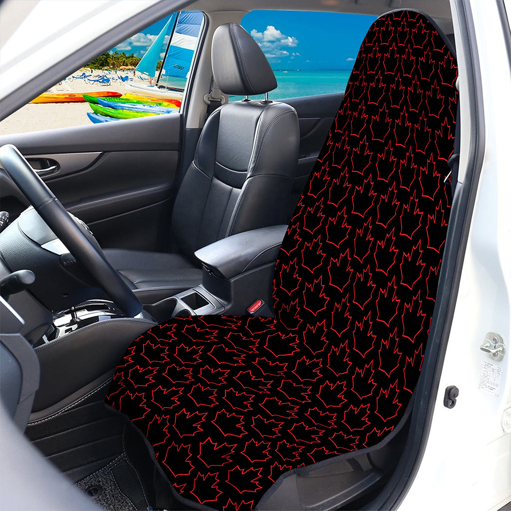 Black And Red Canadian Maple Leaf Print Waterproof Car Seat Cover