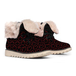 Black And Red Canadian Maple Leaf Print Winter Boots