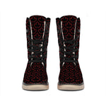 Black And Red Canadian Maple Leaf Print Winter Boots
