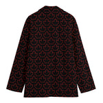 Black And Red Canadian Maple Leaf Print Women's Cotton Blazer