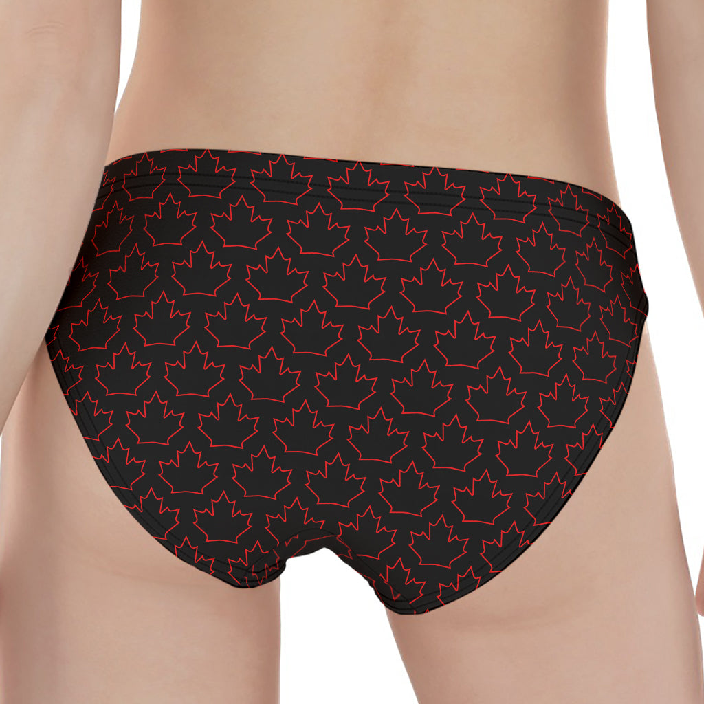 Black And Red Canadian Maple Leaf Print Women's Panties