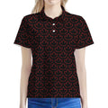 Black And Red Canadian Maple Leaf Print Women's Polo Shirt