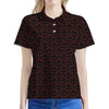 Black And Red Canadian Maple Leaf Print Women's Polo Shirt