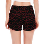 Black And Red Canadian Maple Leaf Print Women's Split Running Shorts