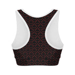Black And Red Canadian Maple Leaf Print Women's Sports Bra