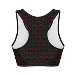 Black And Red Canadian Maple Leaf Print Women's Sports Bra