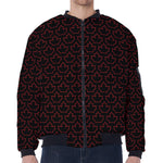 Black And Red Canadian Maple Leaf Print Zip Sleeve Bomber Jacket