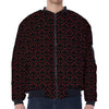 Black And Red Canadian Maple Leaf Print Zip Sleeve Bomber Jacket