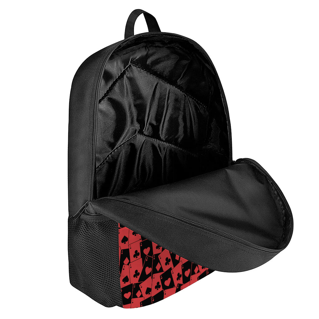 Black And Red Casino Card Pattern Print 17 Inch Backpack