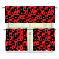 Black And Red Casino Card Pattern Print 3 Piece Kitchen Curtains