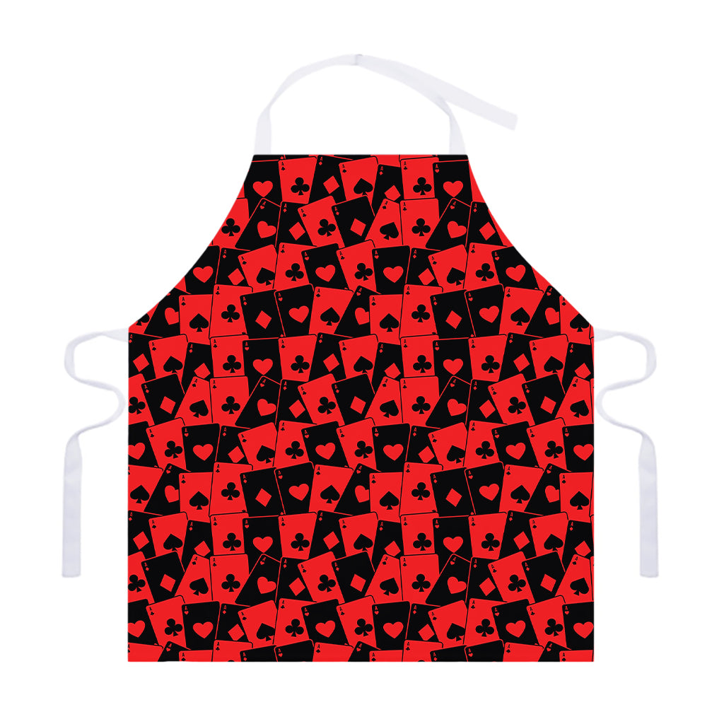 Black And Red Casino Card Pattern Print Adjustable Apron