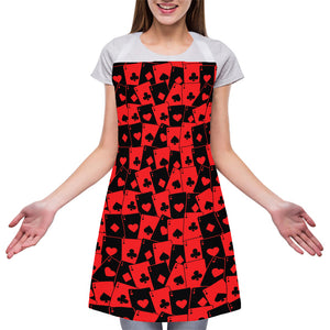 Black And Red Casino Card Pattern Print Adjustable Apron