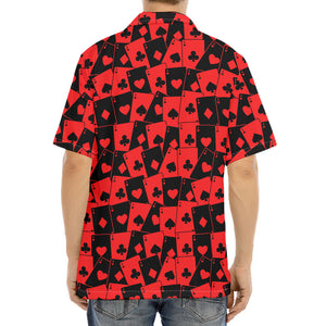 Black And Red Casino Card Pattern Print Aloha Shirt