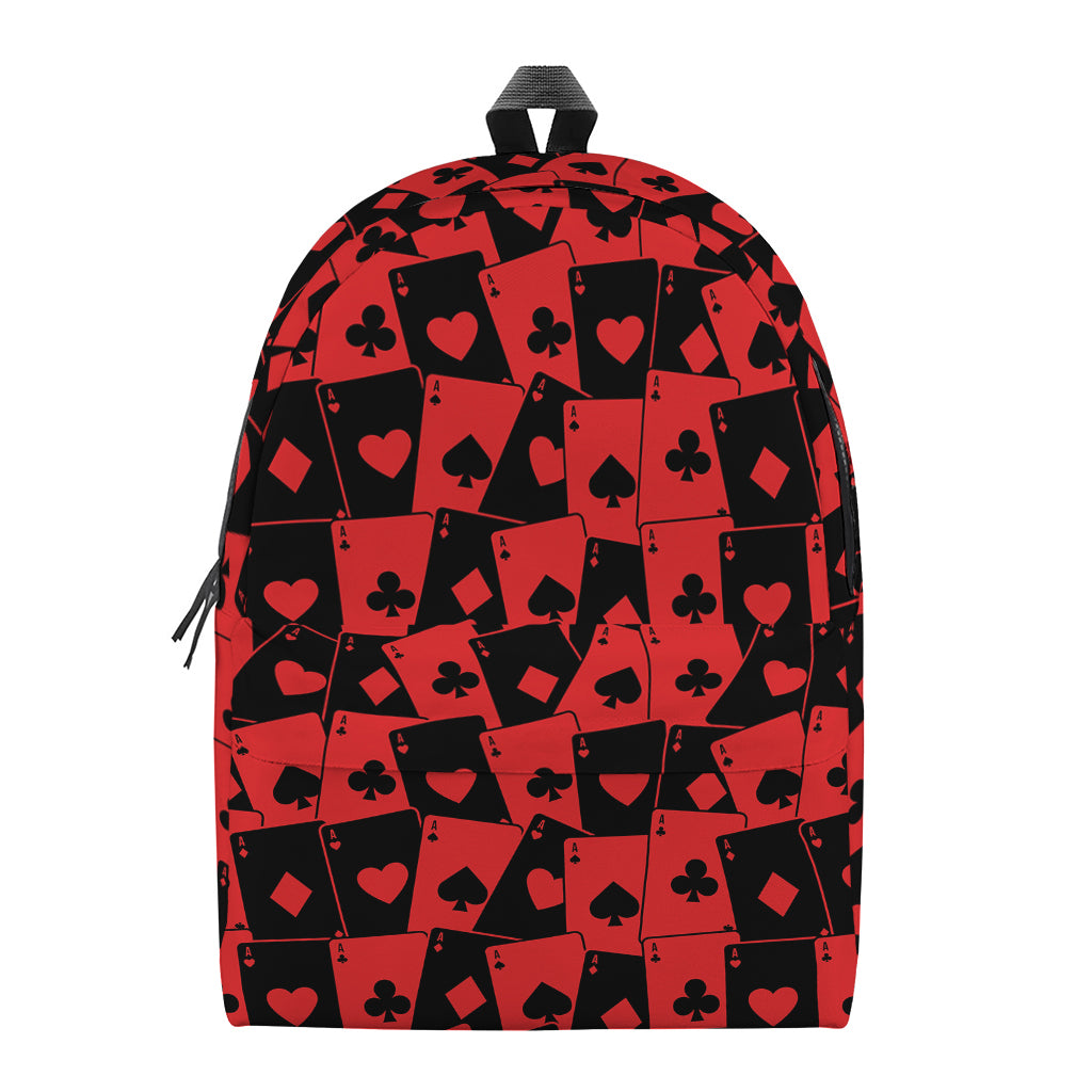 Black And Red Casino Card Pattern Print Backpack