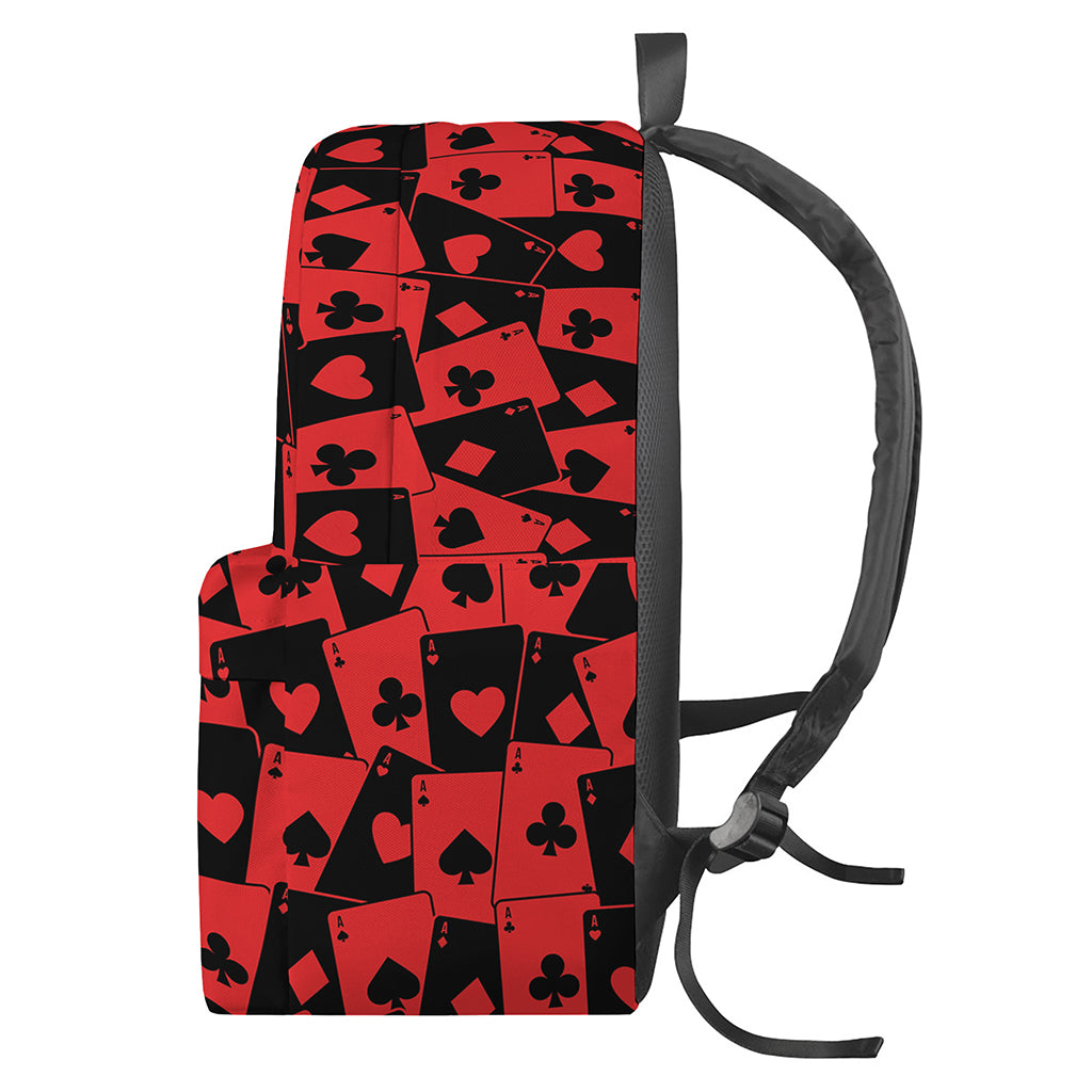 Black And Red Casino Card Pattern Print Backpack