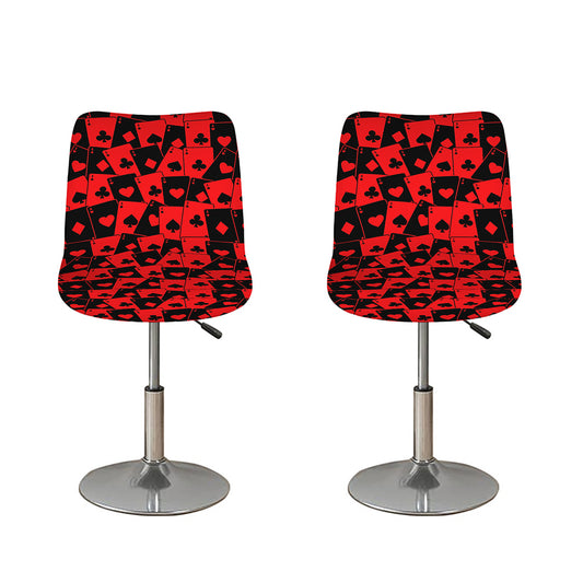 Black And Red Casino Card Pattern Print Bar Stool Covers