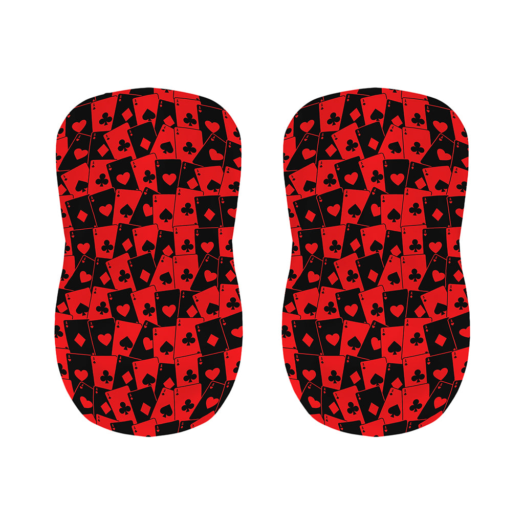 Black And Red Casino Card Pattern Print Bar Stool Covers