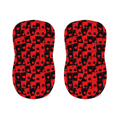 Black And Red Casino Card Pattern Print Bar Stool Covers