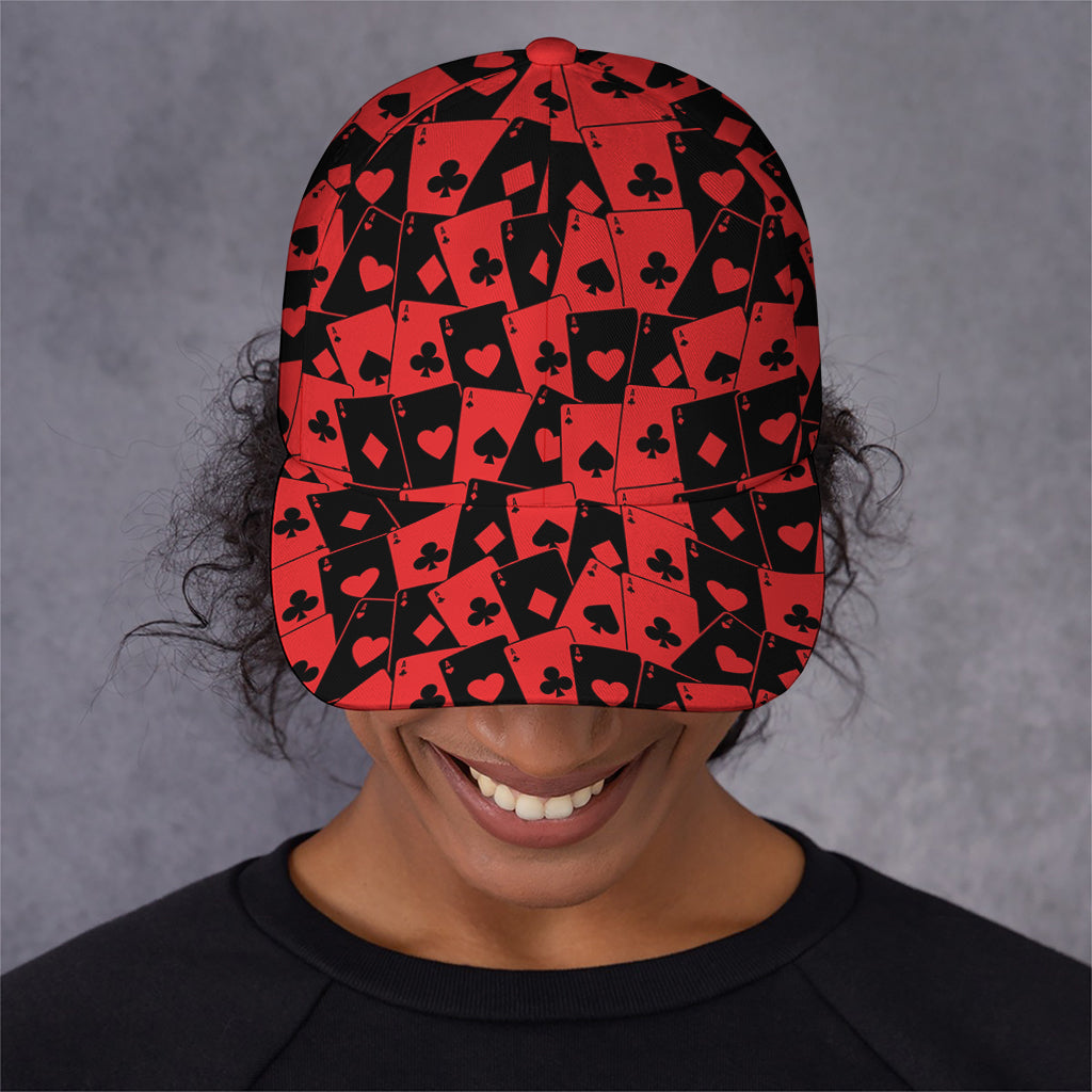 Black And Red Casino Card Pattern Print Baseball Cap