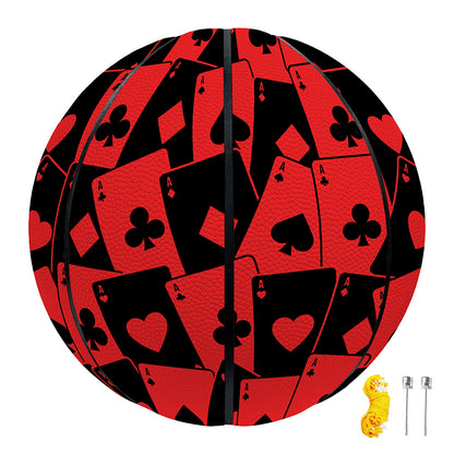 Black And Red Casino Card Pattern Print Basketball