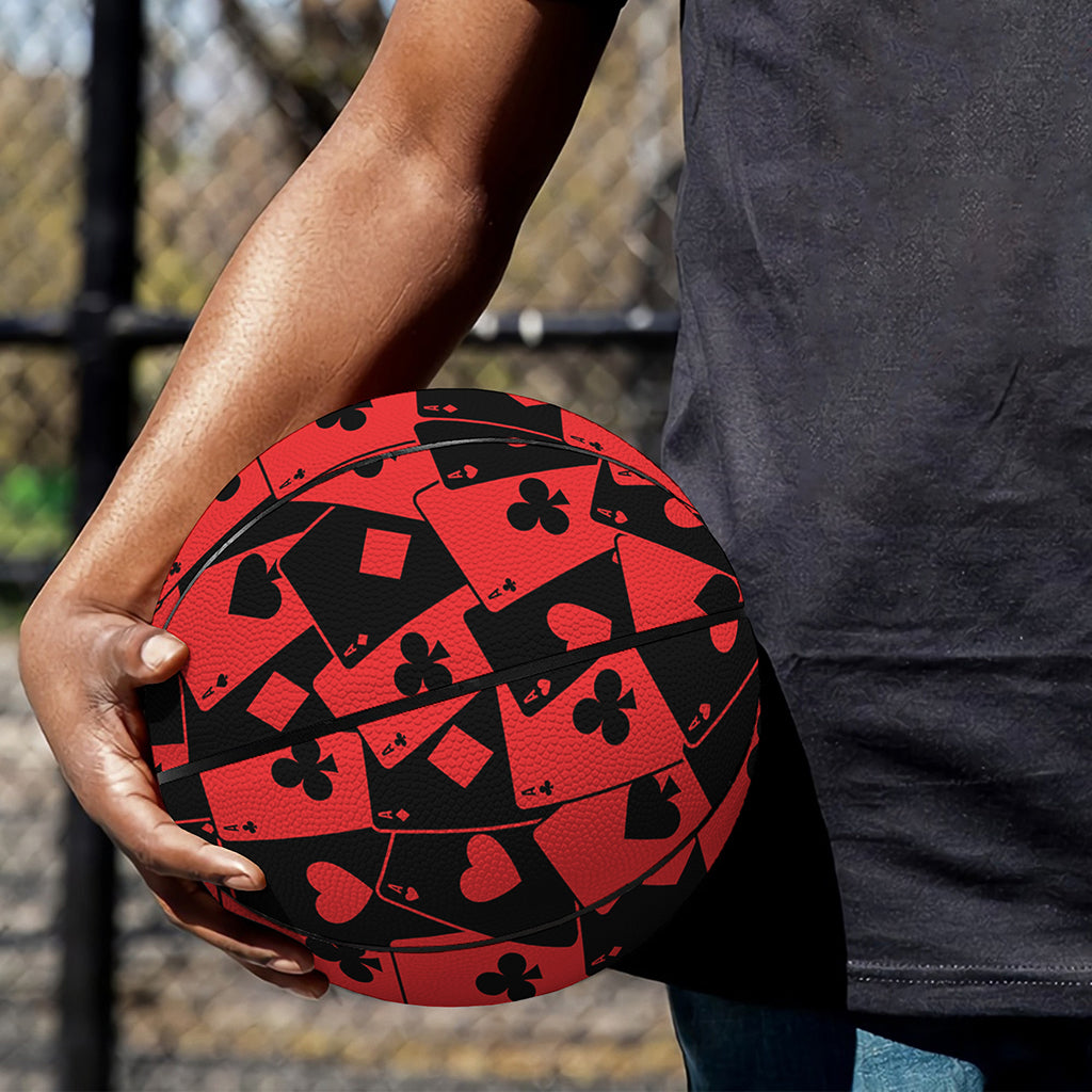 Black And Red Casino Card Pattern Print Basketball