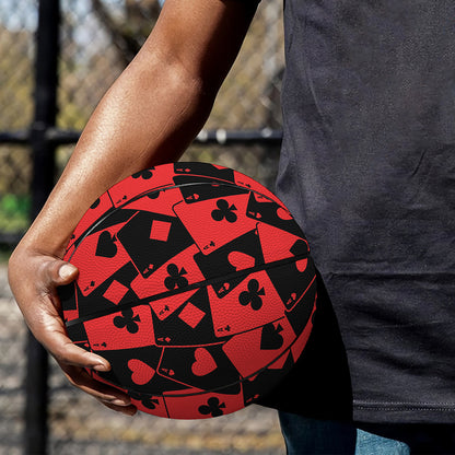 Black And Red Casino Card Pattern Print Basketball